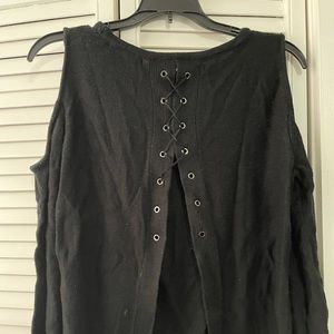 Aqua, S, Back lace up sweater